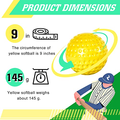 Deekin 24 Pcs Yellow Dimpled Baseball 9 Inch Pitching Machine Baseball Practice Foam Sport Game Ball for Indoor Outdoor Pitching Machine Practice, 2 Dozen