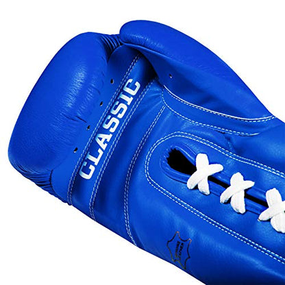 Title Classic Leather Lace Training Gloves 2.0 - Lace Up Boxing Glove, Boxing Competition Gloves, Boxing Sparring Gloves, Boxing Training Gloves, Boxing Bag Gloves, Boxing Gloves - color: Blue, size: 16 oz