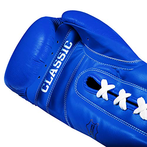Title Classic Leather Lace Training Gloves 2.0 - Lace Up Boxing Glove, Boxing Competition Gloves, Boxing Sparring Gloves, Boxing Training Gloves, Boxing Bag Gloves, Boxing Gloves - color: Blue, size: 14 oz