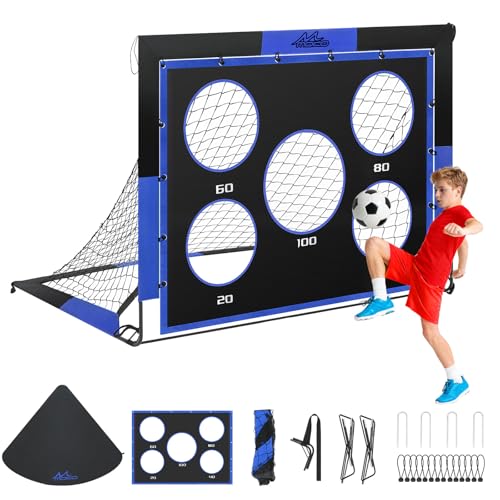 MoKo Soccer Goals for Backyard, Large Size Pop Up Goal Net with Target Panel, Portable Soccer Training Equipment for Kids Practice, Outdoor Sports Game - color: Black+Blue, style: 4*3ft-1 Pack
