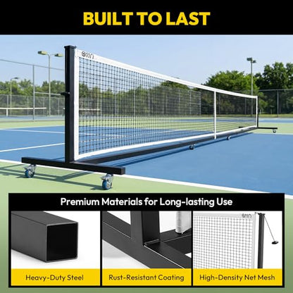 A11N SPORTS Portable Pickleball Net - 22FT Regulation Size Heavy Duty Tournament System with Tool-Free Quick Setup, Lockable Wheels for Clubs, Communities & Private Courts