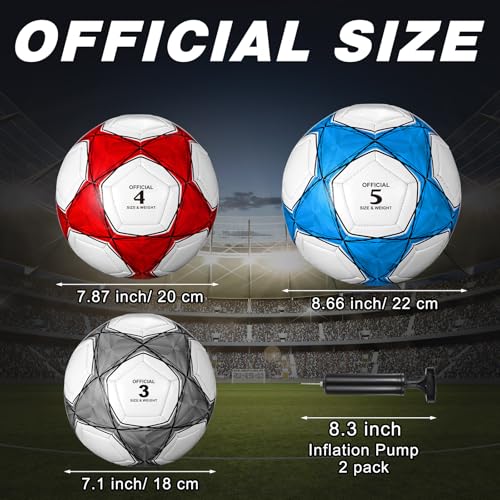 Jenaai 6 Pcs Soccer Ball Bulk with Pump, Official Size 3 4 5 Outside Sport Soccer Ball Machine Stitched for Training Practice