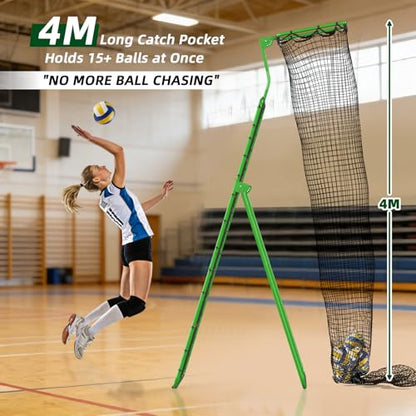Volleyball Rebounder Net 7x4 FT, Adjustable Volleyball Training Equipment for Backyard Outdoor Solo Practice, Heavy-Duty 45-Layer Net with Ground Stakes & Target Belt