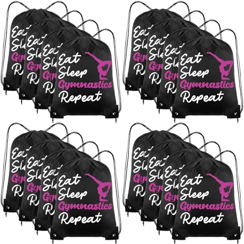 Windyun 16 Pcs Ball Drawstring Backpack Bulk Lightweight Draw String Bags Cinch Bags Drawstring Cinch Sack Tote(Gymnastics) - style: Gymnastics