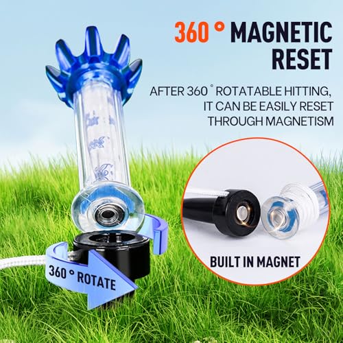 Golf Tee with String, 4Pcs Portable Spring Golf Practice Tees Magnetic Support for Driving Range and Practice Mat Golf Tees Unbreakable Magnet Tee Rubber Tee Indoor Outdoor