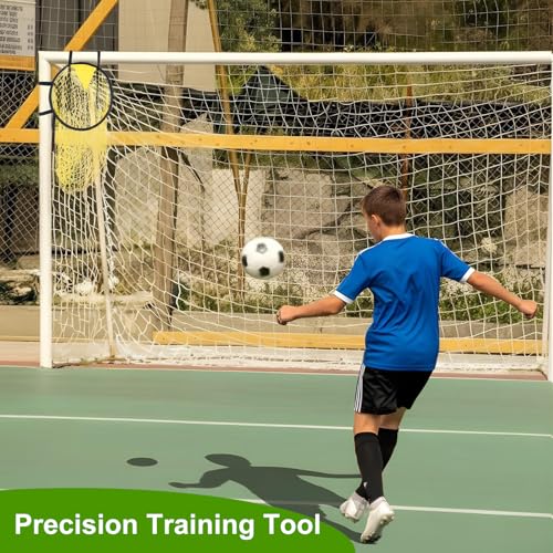 4PCS Soccer Goal Target Nets – High-Visibility Yellow Training Aids for Football Shooting Accuracy, Durable Fiberglass & Oxford Cloth Design, Easy to Attach/Detach
