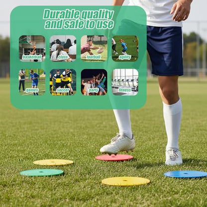 40 Pcs 6 inch Flat Cones Spot Markers Non-Skid Floor Hole Soccer Cones Field Court Spot Markers Flat Discs Soccer Training Equipment for Football Sports Speed Agility Practice