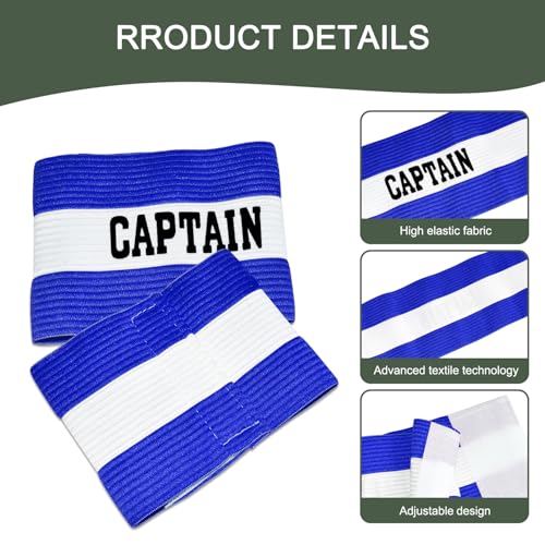 Captain Armbands for Soccer, Unisex Captain's Armband Adjustable Football Arm Bands Adults & Youths Elastic Captain Arm Band Team Sports Accessories - color: Blue
