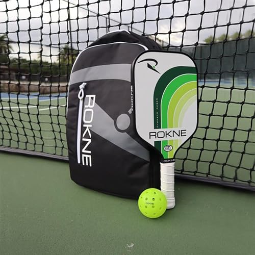 Rokne Pickleball Backpack - Durable Nylon Sports Bag with 2 Paddle Compartments - Fits 6+ Paddles, Balls, Shoes & Gear - Padded Straps, Fence Hook & Multiple Pockets for Court & Travel | Black