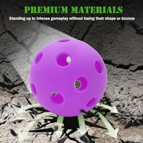 Indoor Pickleball Balls,26 Holes Indoor Pickleballs USAPA Approved,4-Pack High Bounce Pickle Balls, Pickleball Gifts for Men or Women Pickleball Enthusiasts, Purple