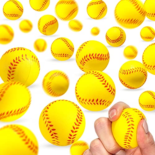 Zhanmai 36 Pack Mini Softball Stress Ball Softball Party Favors Squeeze Foam Sports Balls Toy for Stress Anxiety Relief Bag Stuffer Gift Fillers School Carnival Reward Ball Game Birthday Party Supply