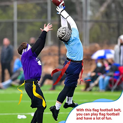 Hungdao 10/12 Players Flag Football Belts and Flags Adjustable Football Belts for Kids Teens Adults Team Training Sport Event - color: Red, Yellow