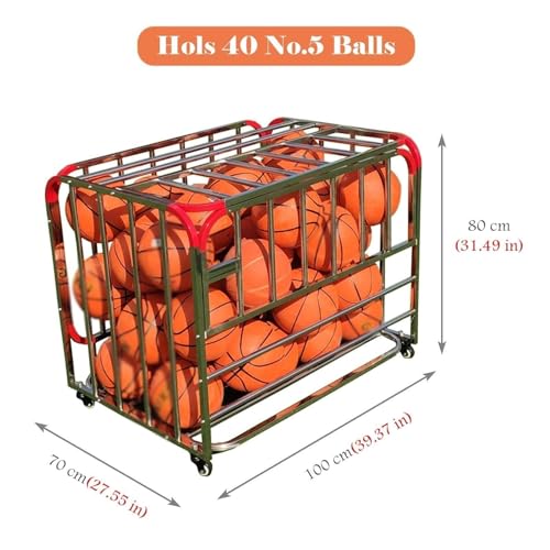 Rolling Sports Ball Storage Cart, Lockable Storage Ball Cart, Rolling Sports Ball Storage Cart for School Gym Equipment, Heavy Duty Indoor Outdoor Ball Locker Cage