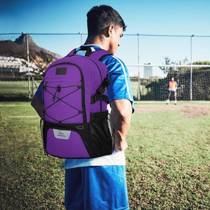 Goloni Soccer Backpack,Basketball Backpack with Ball Compartment & Shoe Compartment,Backpack for Basketball,Soccer - color: Purple