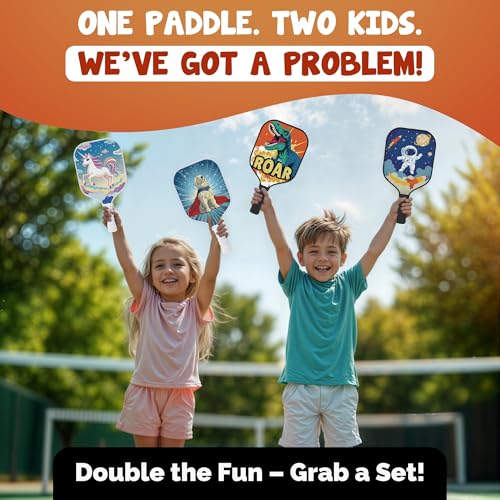 Kids Pickleball Paddle Designed for Ages 3–12 | Lightweight Fiberglass (0.37 lbs) | Small Grip for Easy Control | Fun Beginner Gift for Girls, Toddlers & Youth - color: Dinosaur