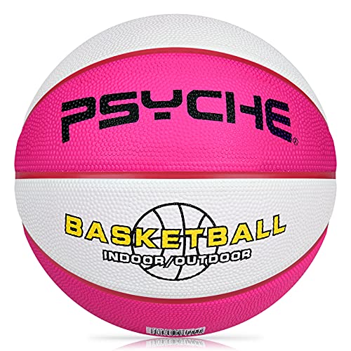 Kids Youth Basketball Size 4/5(25.5/27.5") Premium Rubber Basketball for Boys Girls Indoor Outdoor Pool Games Play(Best Gifts) - color: RoseRed-white, size: Size 4