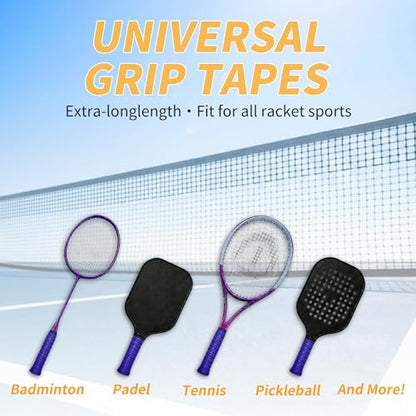 2 Pcs Tennis Racket Grip Tape, Dry Tennis Overgrip Tape, Anti-Slip Absorbent Grip, Racket Overgrip Tape - color: Purple, size: Textured-43.3"x1"x0.03"