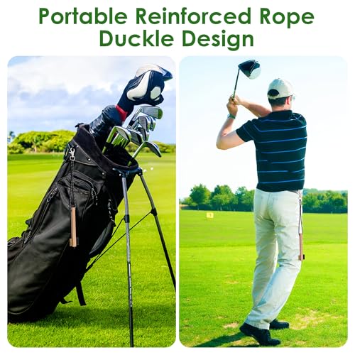 Feekoon 2 Pcs Wood Golf Club Brush, Groove Cleaner with Rope and Metal Clip, Oversized Brush Head, Heavy Duty Nylon Bristles for Cleaning Grooves on Clubs Golf Accessories