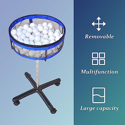 TNZMART Removeable Table Tennis Storage Multi-Ball Collector Holder Adjustable Height Pickleball Collection Basket for Training