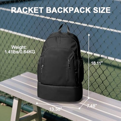 Pickleball Backpack for Women Men, Gym Back Pack with Shoe Compartment Pickleball Bag Fits 2 Pickle Ball Paddles