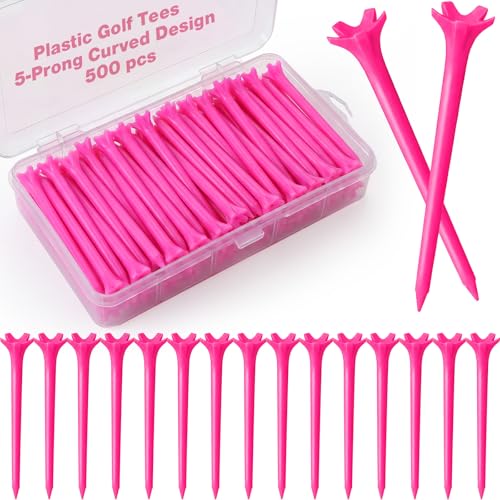 Soulchen 2 3/4 Inch Inch Golf Tees - 5-Prong Curved Design for Longer Drives Low Spin & Low Friction Plastic Tees Durable Bulk Tee with Optimized Shaft Strength for Driving Range