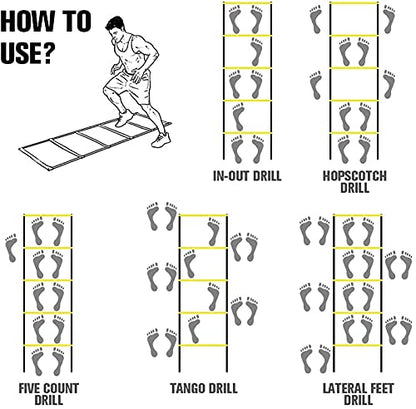 Agility Ladder Flexibility Agility Ladder, Cones Football Training Equipment, Speed Agility Training Set, for Indoor/Outdoor Personal Training(Size:4m) - size: 4m
