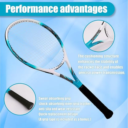 Senston 27 inch Tennis Racket for Adults 1 Pack Tennis Racket Set Tennis Overgrip, Vibration Damper - color: blue