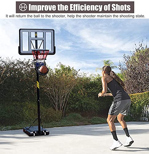 Basketball Hoop Returner Shot Return Apparatus - Attachment Black Ball Supports 360° Rotating Shooting Aid Trainer