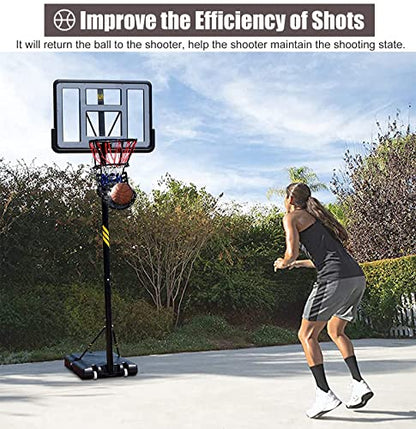 Basketball Hoop Returner Shot Return Apparatus - Attachment Black Ball Supports 360° Rotating Shooting Aid Trainer