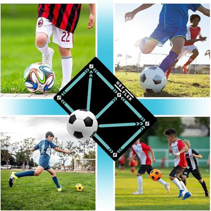 Soccer Training Mat with Video Guide, Kick Trainer & Ball Controller, Soccer Footwork Training Mat for Dribbling, Agility & Coordination, Non-Slip Indoor Outdoor Soccer Training Equipment for All Ages