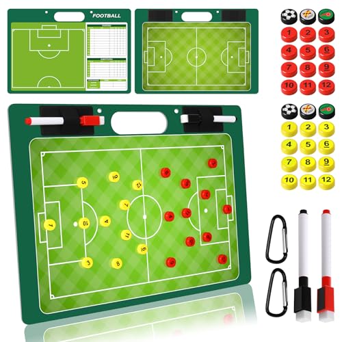 Desoto Dry Erase Double-Sided Premium Coaches Clipboard, Tactical Magnetic Board Kit, Magnetic Coaching Board, Coaches Gift for Coaches(Soccer, Football, Basketball, Baseball) - style: Soccer