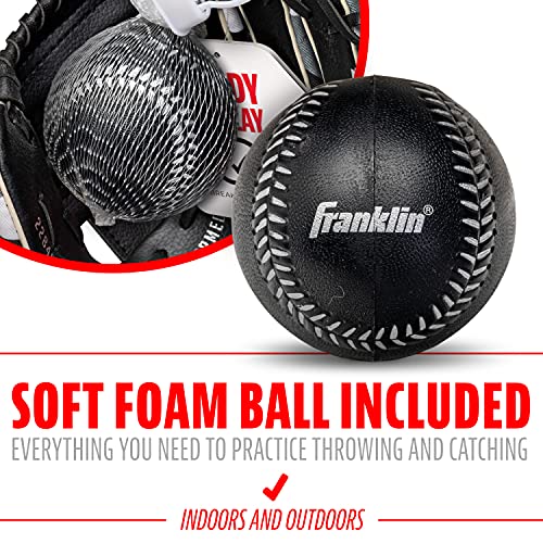 Franklin Sports Kids Baseball Gloves - RTP Youth Teeball Glove + Ball Set - Boys + Girls Teeball Mitt - 9.5" - color: Black/White