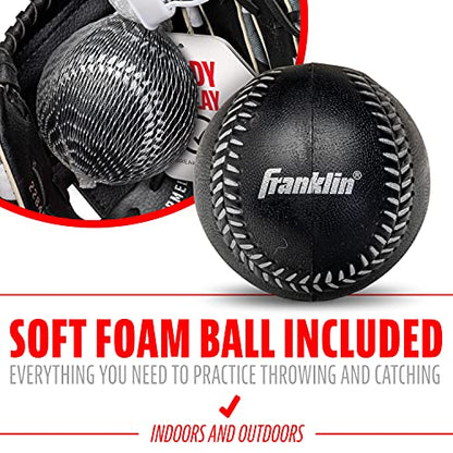 Franklin Sports Kids Baseball Gloves - RTP Youth Teeball Glove + Ball Set - Boys + Girls Teeball Mitt - 9.5" - color: Black/White