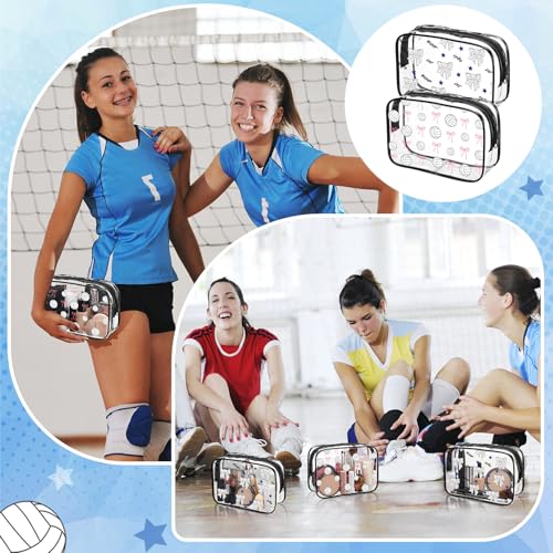 24 Pcs Volleyball Clear Makeup Bag for Team Gift Party Favor Volleyball Goodie Bags with Zipper for Woman Team Gifts Sport Birthday Decorations Supplies - style: Volleyball