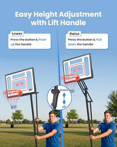 IGL Kids Basketball Hoop Outdoor Adjustable, 33 Inch Portable Basketball Goal with PC Backboard, Fillable Base & 40 lb Weight Ball for Backyard & Driveway - color: Red-Pro