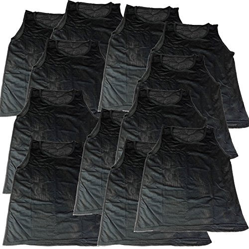 BlueDot Trading Adult & Youth Scrimmage Training Vests for Soccer, Basketball & More – Available in 1, 6, 12, 24 Packs - color: Black, style: Youth 6 Pack