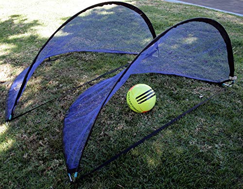 BlueDot Trading Set of Two (2) Portable Pop-Up Foldable Soccer Indoor or Outdoor Goals Child Soccer Nets, 5 Foot / 1.6 Meters, Black Trim with Carrying Bag