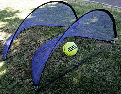 BlueDot Trading Set of Two (2) Portable Pop-Up Foldable Soccer Indoor or Outdoor Goals Child Soccer Nets, 5 Foot / 1.6 Meters, Black Trim with Carrying Bag