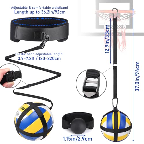 TOBWOLF Volleyball Spike Trainer, Elastic Self-Training Volleyballs Resistance Band, Volleyball Equipment Training Aid Improves Serving, Jumping, Arm Swing Mechanics and Spiking Power - color: Two Style Volleyball Spike Trainer(Can be Hung)
