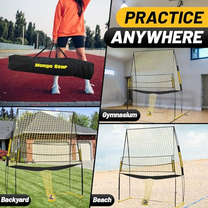 MangoStar Volleyball Training Equipment, Volleyball Net System with Freely Height-Adjustable for Backyard, Volleyball Practice Net for Serving Setting Spiking, Easy Set Up for Indoor and Outdoor Use