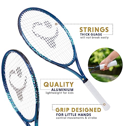 Kids Tennis Racket with Training Videos – Aluminum Youth Tennis Racket with Neoprene Handle for Children Age 5-12 – Learn Faster and Play Better by Street Tennis Club - color: Boys, size: 25