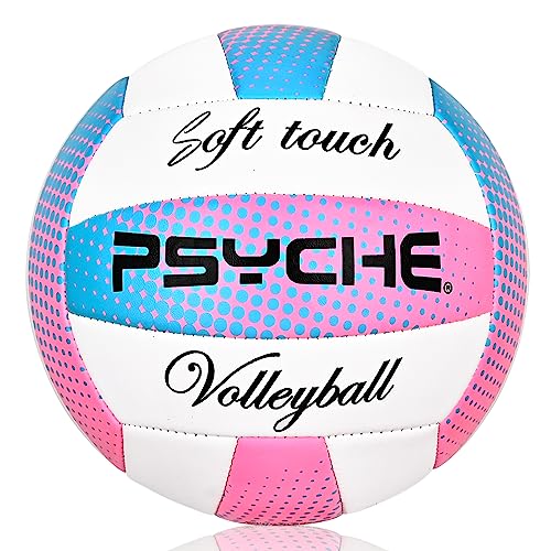 Wisdom Leaves Volleyball,Soft Volleyball Ball for Indoor Outdoor Beach Park Games Play and Training (Official Size 5) - color: white/blu/pink