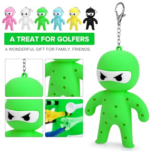 Golf Tee Holder, Ninja Portable Funny Golf Tees Holder Keychain Golf Gift Golf Accessories for Men & Women - color: Green