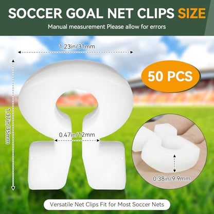 Soccer Net Clips for Goal, Durable Nylon Soccer Goal Net Clips, Soccer Goal Clips Fit for Most Goal Net Systems Games Playgrounds, Football Net Clips for Soccer Net Accessories 50 PCS