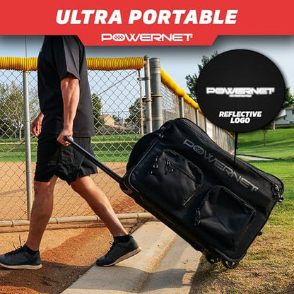 PowerNet Rolling Bucket Bag, Holds 2 6-Gallon Bucket of Baseballs & Softballs, Storage Pockets for Baseball Bat, Gloves & Scoreboards, Fits Launch F-lite Pitching Machine & Balls - style: Standard