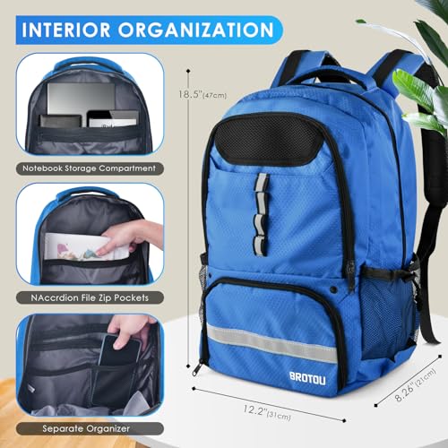 BROTOU Soccer Backpack Sports Bag with Ball Holder and Shoe Compartment for Football Basketball Volleyball Rugby - color: Light Blue