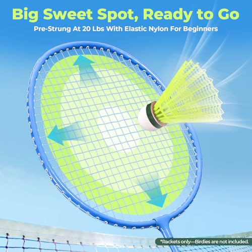 AboveGenius Badminton Rackets Set of 2, Lightweight Badminton Set for Outdoor Backyard Games, Portable Racquet for Family Beginners Adults and Teens