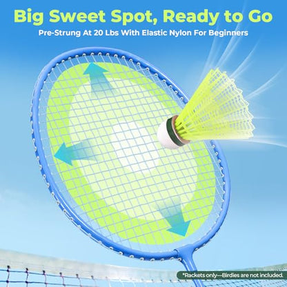 AboveGenius Badminton Rackets Set of 2, Lightweight Badminton Set for Outdoor Backyard Games, Portable Racquet for Family Beginners Adults and Teens