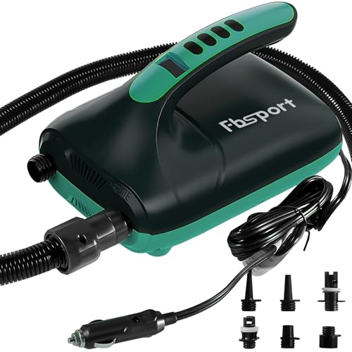 Electric Paddle Board Pump, 20PSI SUP Air Pump with Inflation & Deflation Functions & 12V DC Car Connector, Portable Quick Inflator for Inflatable Paddleboard, Kayaks, Boats and Air Mattresses - color: Dark Green