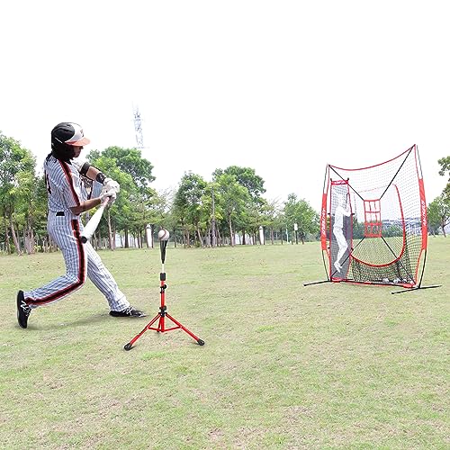 Baseball Tee Batting Tee Softball Tee Portable Travel Hitting Tee,Easy Adjustable Height,Stable Tripod Stand - color: Red Pro